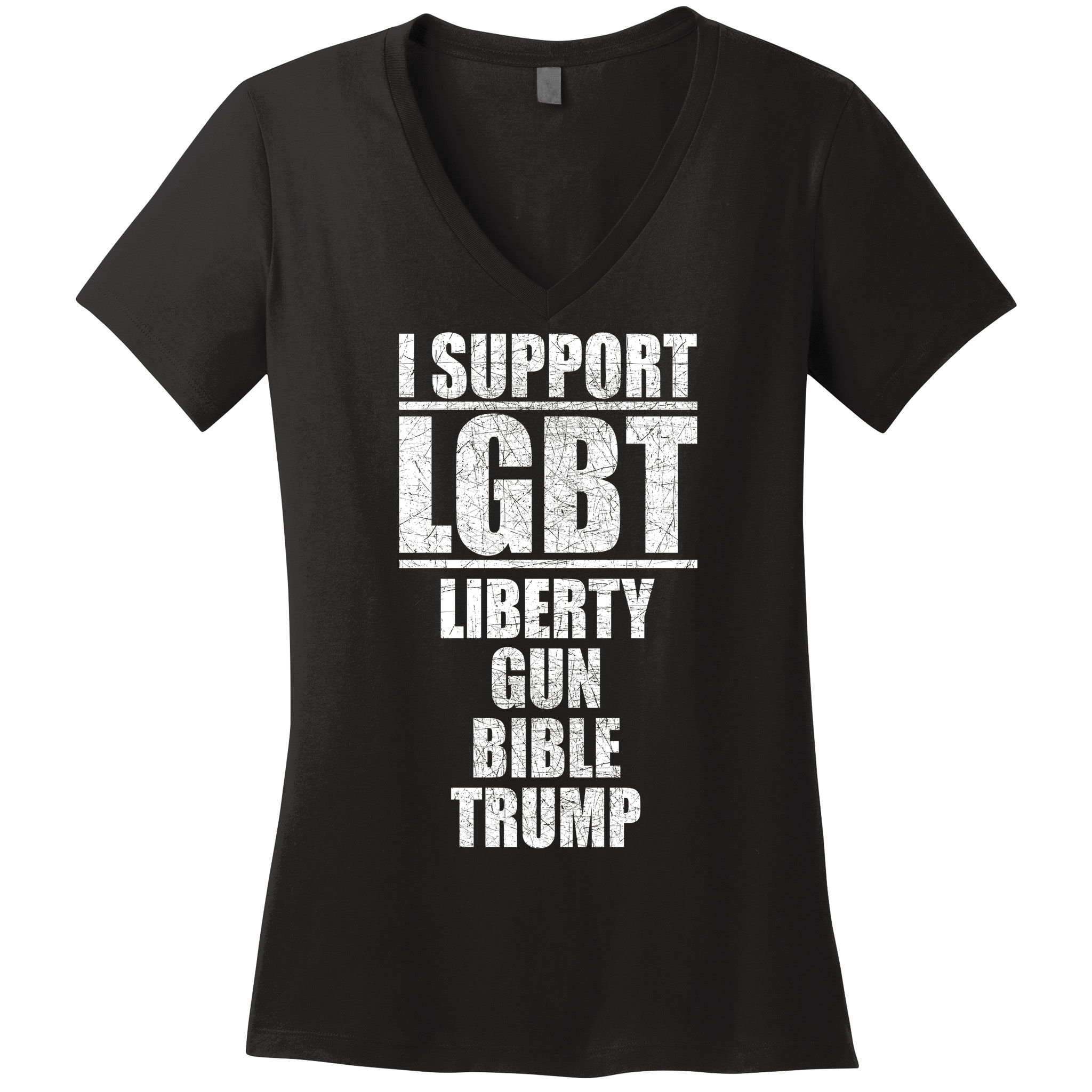 LGBT Liberty Gun Bible Trump Women's V-Neck T-Shirt