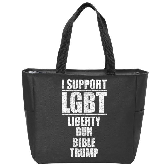 LGBT Liberty Gun Bible Trump Zip Tote Bag