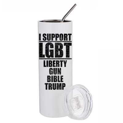 LGBT Liberty Gun Bible Trump Stainless Steel Tumbler