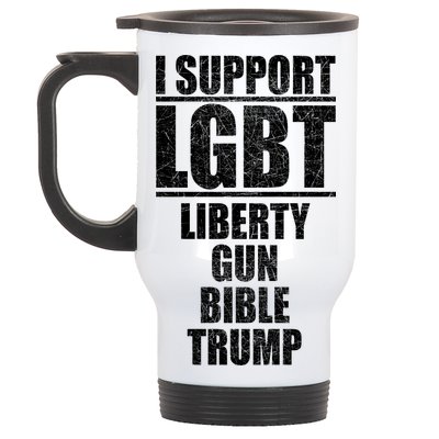 LGBT Liberty Gun Bible Trump Stainless Steel Travel Mug