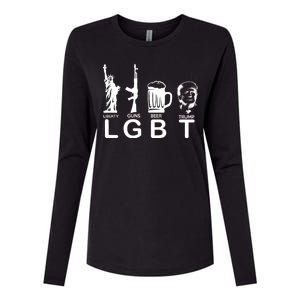 LGBT Liberty Guns Beer Pro Donald Trump Womens Cotton Relaxed Long Sleeve T-Shirt