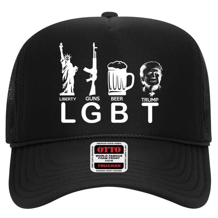 LGBT Liberty Guns Beer Pro Donald Trump High Crown Mesh Back Trucker Hat