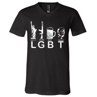 LGBT Liberty Guns Beer Pro Donald Trump V-Neck T-Shirt