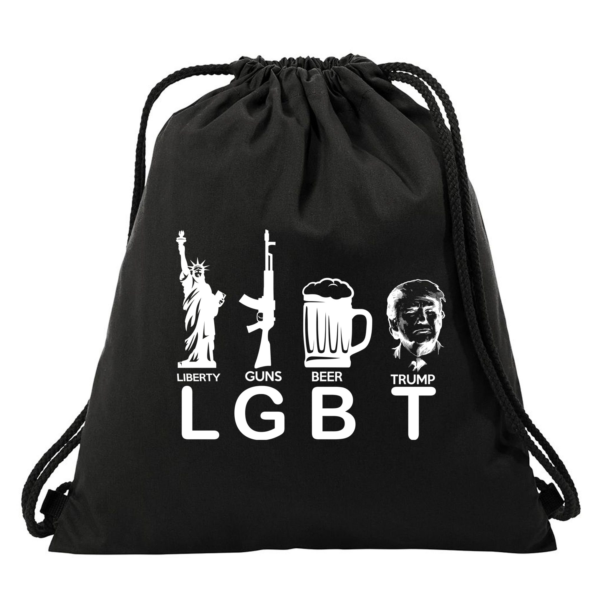 LGBT Liberty Guns Beer Pro Donald Trump Drawstring Bag
