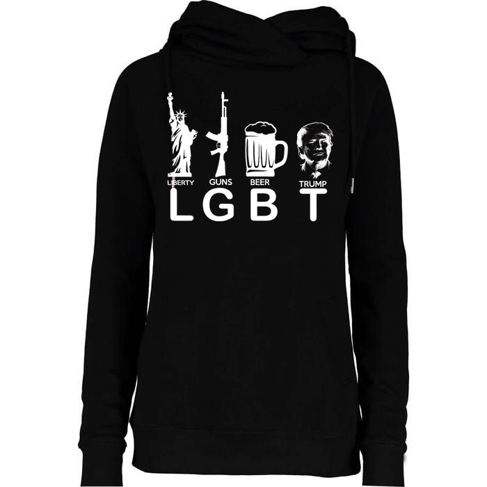 LGBT Liberty Guns Beer Pro Donald Trump Womens Funnel Neck Pullover Hood