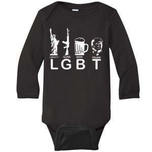 LGBT Liberty Guns Beer Pro Donald Trump Baby Long Sleeve Bodysuit