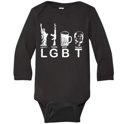 LGBT Liberty Guns Beer Pro Donald Trump Baby Long Sleeve Bodysuit