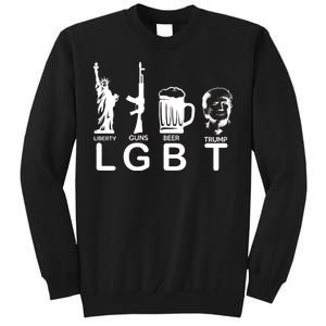 LGBT Liberty Guns Beer Pro Donald Trump Tall Sweatshirt