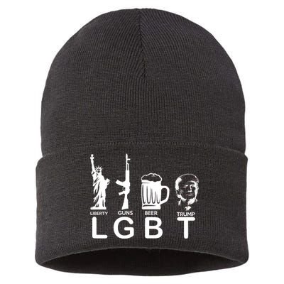 LGBT Liberty Guns Beer Pro Donald Trump Sustainable Knit Beanie