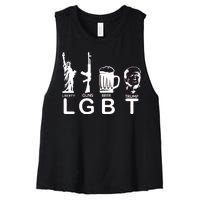 LGBT Liberty Guns Beer Pro Donald Trump Women's Racerback Cropped Tank