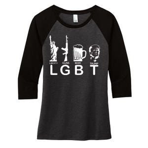 LGBT Liberty Guns Beer Pro Donald Trump Women's Tri-Blend 3/4-Sleeve Raglan Shirt