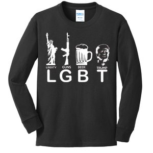 LGBT Liberty Guns Beer Pro Donald Trump Kids Long Sleeve Shirt