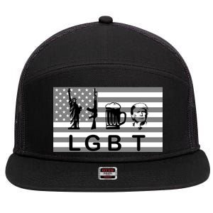 LGBT Liberty Guns Beer Trump 7 Panel Mesh Trucker Snapback Hat