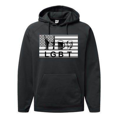 LGBT Liberty Guns Beer Trump Performance Fleece Hoodie