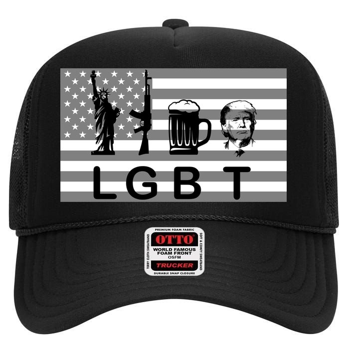 LGBT Liberty Guns Beer Trump High Crown Mesh Back Trucker Hat