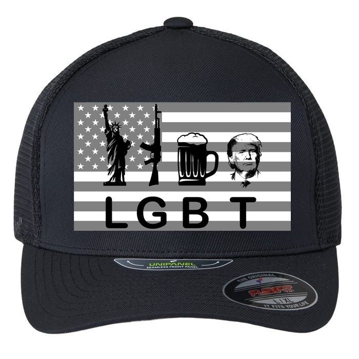 LGBT Liberty Guns Beer Trump Flexfit Unipanel Trucker Cap