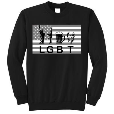 LGBT Liberty Guns Beer Trump Tall Sweatshirt