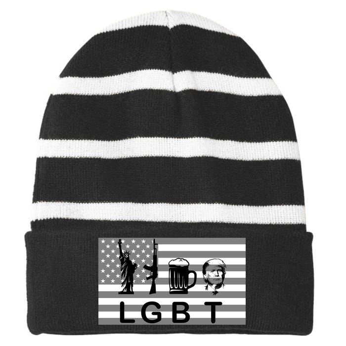 LGBT Liberty Guns Beer Trump Striped Beanie with Solid Band