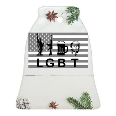 LGBT Liberty Guns Beer Trump Ceramic Bell Ornament