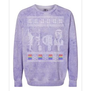 LGBT Liberty Guns Beer Trump Support Ugly Christmas Colorblast Crewneck Sweatshirt