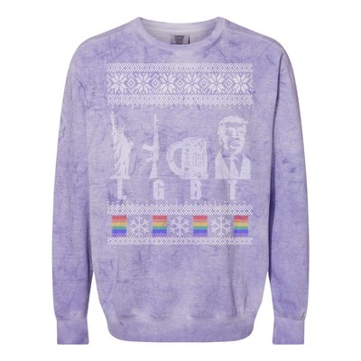 LGBT Liberty Guns Beer Trump Support Ugly Christmas Colorblast Crewneck Sweatshirt