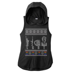 LGBT Liberty Guns Beer Trump Support Ugly Christmas Ladies PosiCharge Tri-Blend Wicking Draft Hoodie Tank