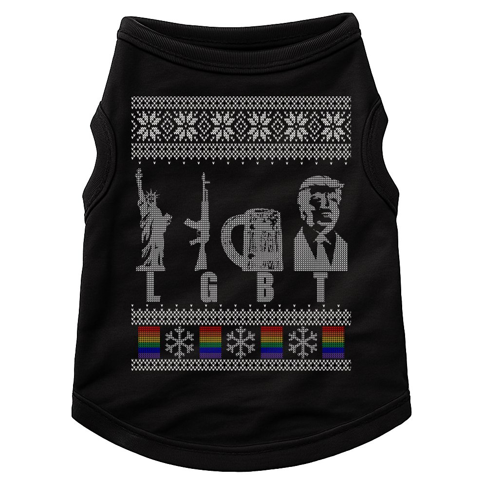 LGBT Liberty Guns Beer Trump Support Ugly Christmas Doggie Tank