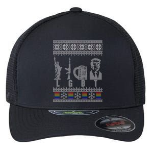 LGBT Liberty Guns Beer Trump Support Ugly Christmas Flexfit Unipanel Trucker Cap