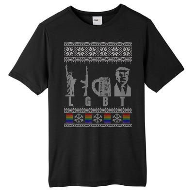 LGBT Liberty Guns Beer Trump Support Ugly Christmas Tall Fusion ChromaSoft Performance T-Shirt