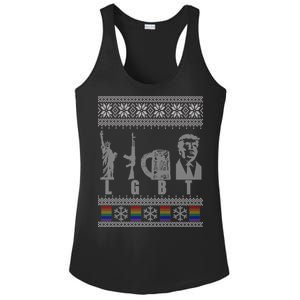 LGBT Liberty Guns Beer Trump Support Ugly Christmas Ladies PosiCharge Competitor Racerback Tank