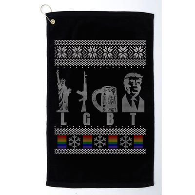 LGBT Liberty Guns Beer Trump Support Ugly Christmas Golf Towel