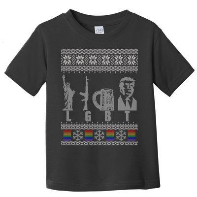 LGBT Liberty Guns Beer Trump Support Ugly Christmas Toddler T-Shirt