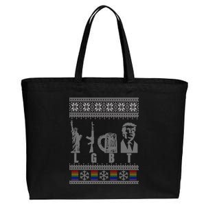 LGBT Liberty Guns Beer Trump Support Ugly Christmas Cotton Canvas Jumbo Tote