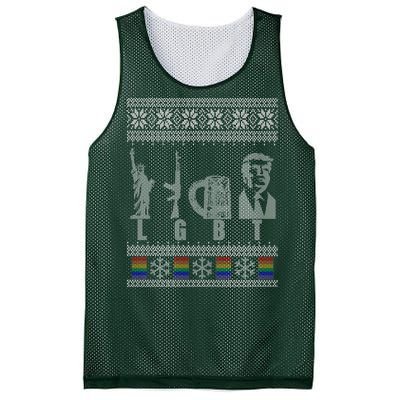 LGBT Liberty Guns Beer Trump Support Ugly Christmas Mesh Reversible Basketball Jersey Tank