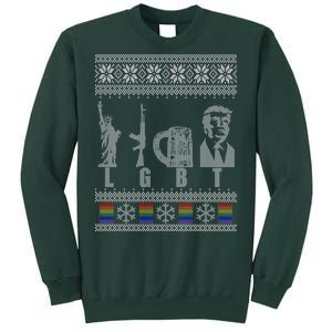 LGBT Liberty Guns Beer Trump Support Ugly Christmas Tall Sweatshirt