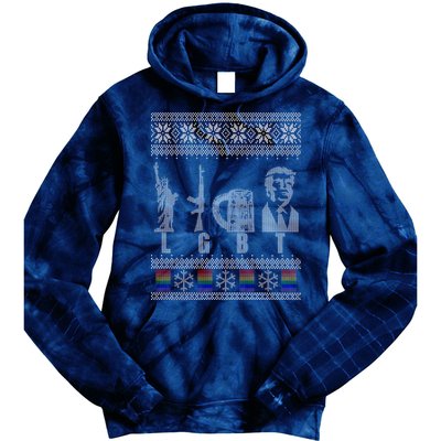 LGBT Liberty Guns Beer Trump Support Ugly Christmas Tie Dye Hoodie