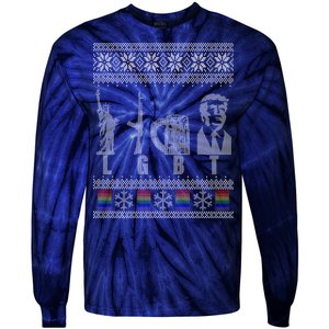 LGBT Liberty Guns Beer Trump Support Ugly Christmas Tie-Dye Long Sleeve Shirt