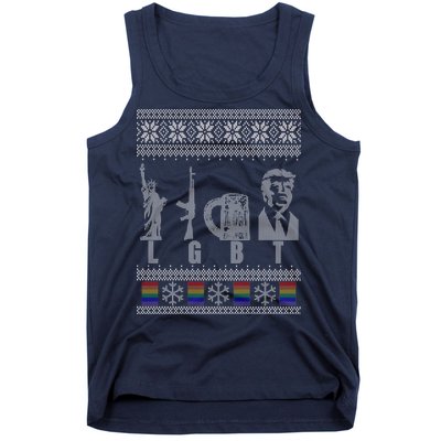 LGBT Liberty Guns Beer Trump Support Ugly Christmas Tank Top