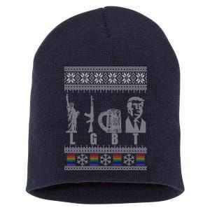 LGBT Liberty Guns Beer Trump Support Ugly Christmas Short Acrylic Beanie