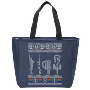 LGBT Liberty Guns Beer Trump Support Ugly Christmas Zip Tote Bag