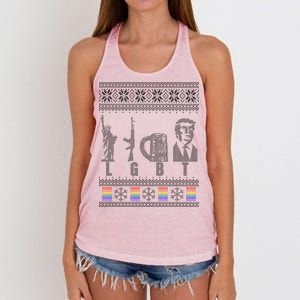 LGBT Liberty Guns Beer Trump Support Ugly Christmas Women's Knotted Racerback Tank