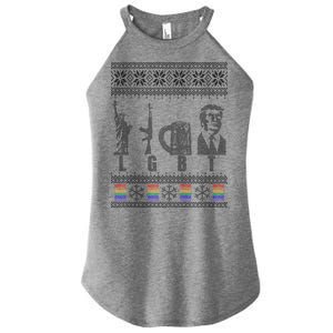 LGBT Liberty Guns Beer Trump Support Ugly Christmas Women's Perfect Tri Rocker Tank