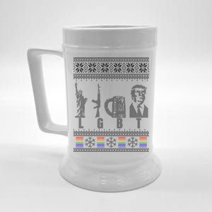 LGBT Liberty Guns Beer Trump Support Ugly Christmas Beer Stein