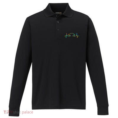 LGBT Love Heart Pulse  Performance Long Sleeve Polo