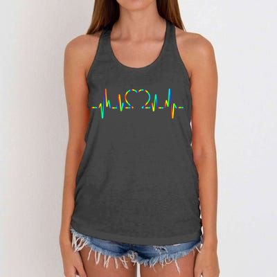 LGBT Love Heart Pulse  Women's Knotted Racerback Tank