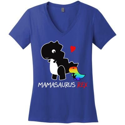 LGBT Mom Saurus Rex Mamasaurus Women's V-Neck T-Shirt