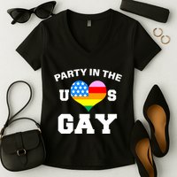 LGBT Party In The US Gay Women's V-Neck T-Shirt