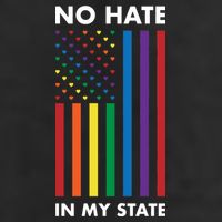 LGBT Pride Flag No Hate In My State 7 Panel Mesh Trucker Snapback Hat