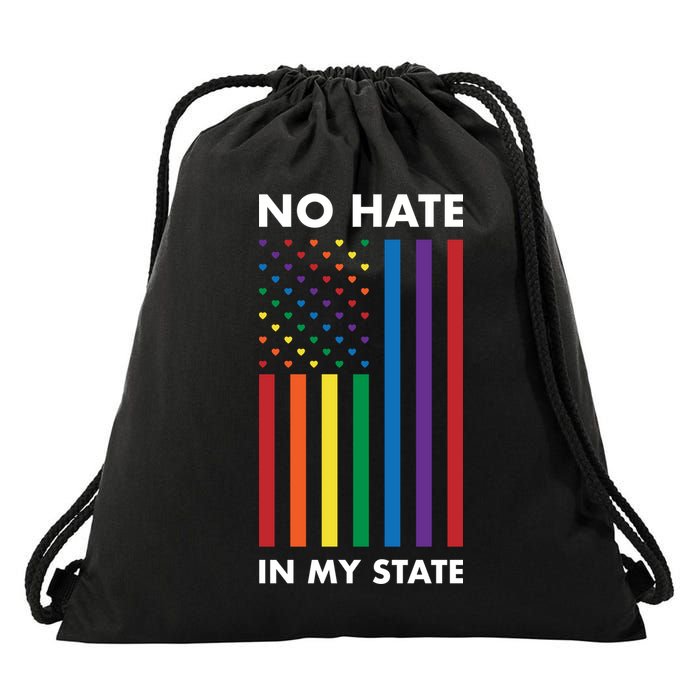 LGBT Pride Flag No Hate In My State Drawstring Bag