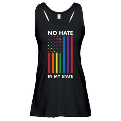 LGBT Pride Flag No Hate In My State Ladies Essential Flowy Tank